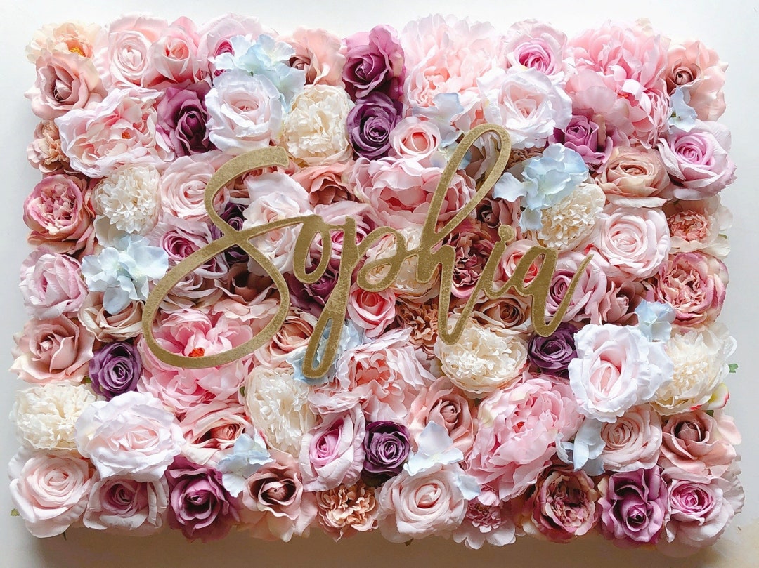 Nursery Wall Flower Panel Girl Nursery Baby Name Sign Etsy
