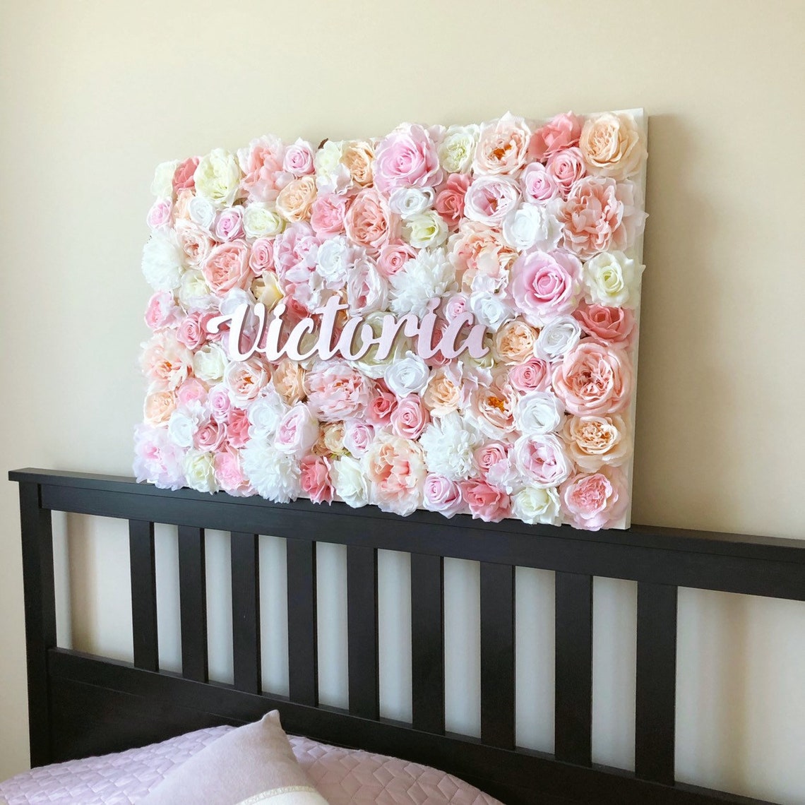 Nursery Wall Flower Panel Girl Nursery Baby Name Sign Etsy