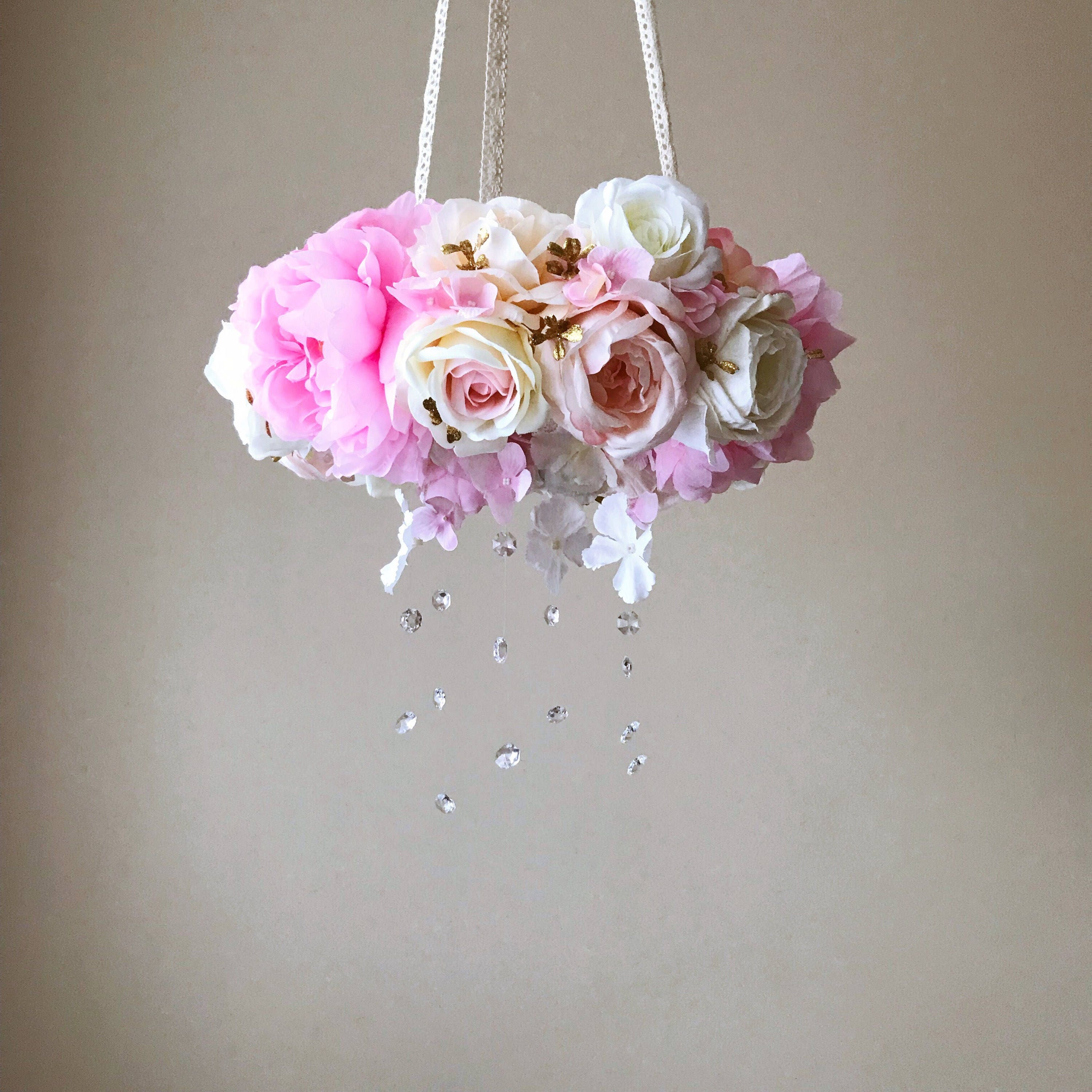 Flower mobile Flower chandelier Baby mobile Floral mobile Etsy