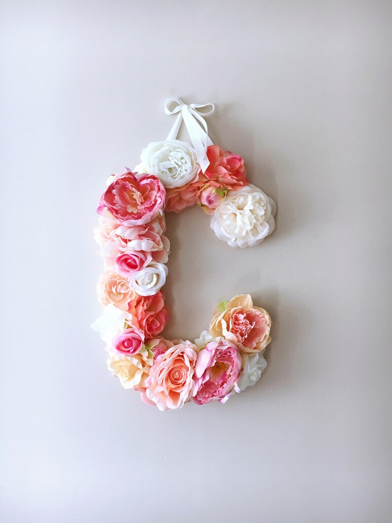 Flower Letters, Floral Letters, Nursery decor / Personalized nursery, Baby girl nursery decor, baby shower gift, Photography Prop, Wall art image 1