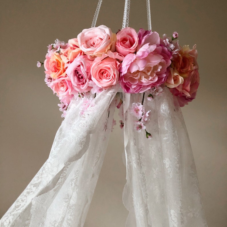 Canopy Girls Room Lace Baby Nursery Mobile Canopy Bed Lace Etsy