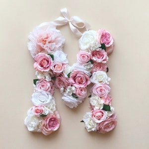 Regalo floral para ella, letras de flores grandes, letras florales para boda, decoración de boda de verano, decoración de pared de guardería personalizada, accesorio de fotografía