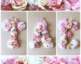 Floral monogram, Floral letter, Nursery decor, Floral letter nursery, Flower letters, Baby shower, Kids gift, Flower monogram, Wedding decor