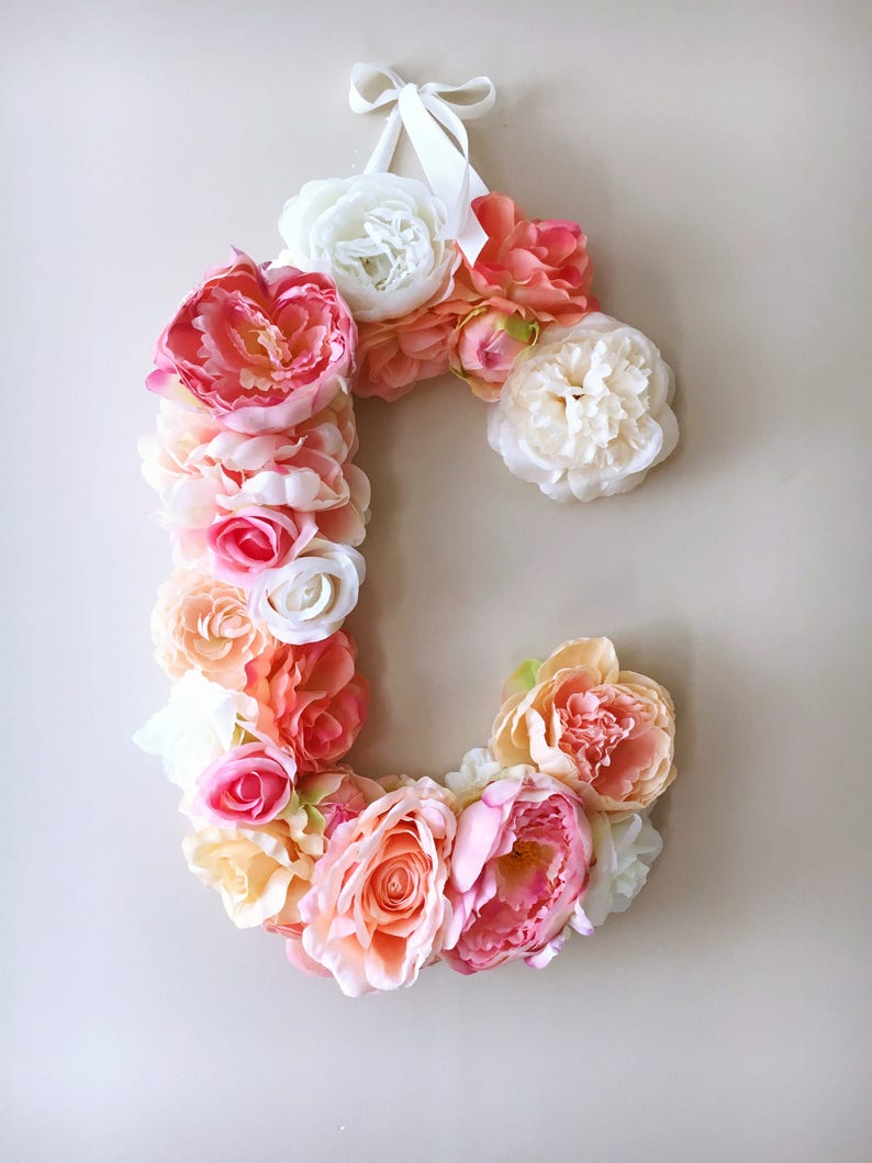 Flower Letters, Floral Letters, Nursery decor / Personalized nursery, Baby girl nursery decor, baby shower gift, Photography Prop, Wall art image 6