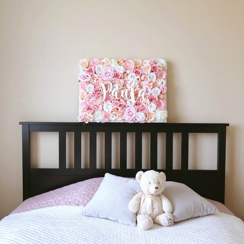 Flower Wall Panel Nursery Wall Art Girl Nursery Baby Name Etsy