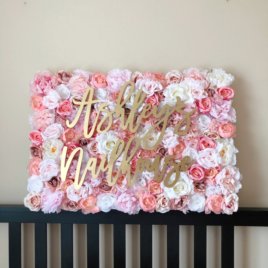 Nursery Wall Flower Panel Girl Nursery Baby Name Sign Etsy