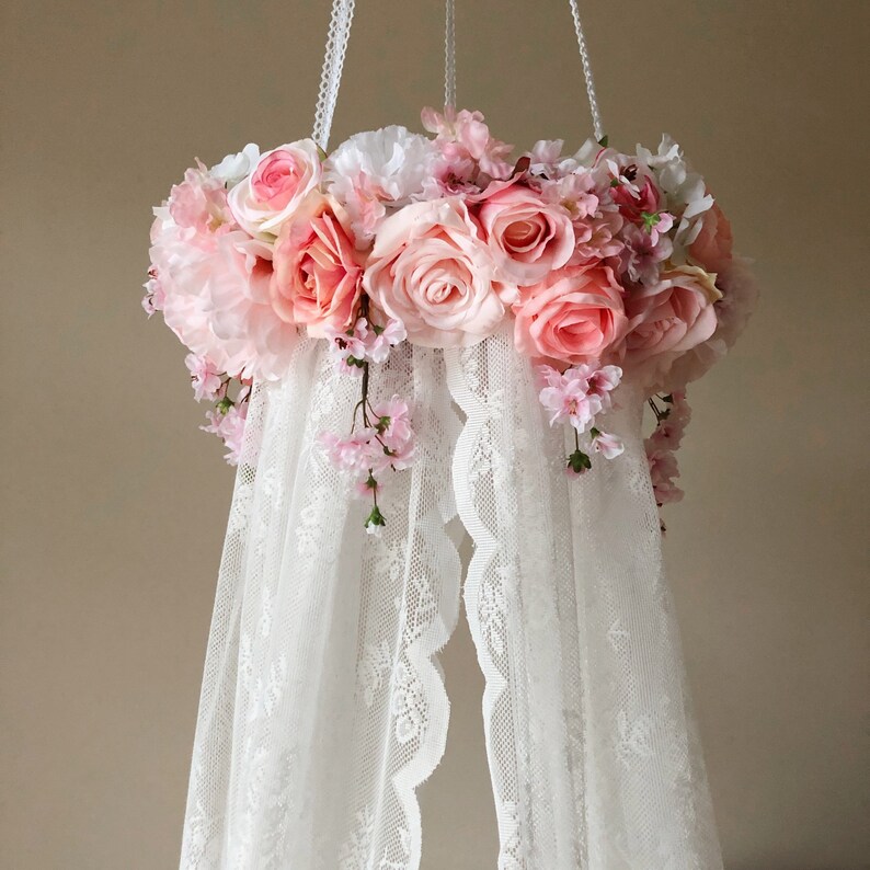 Canopy Girls Room Lace Baby Nursery Mobile Canopy Bed Lace Etsy