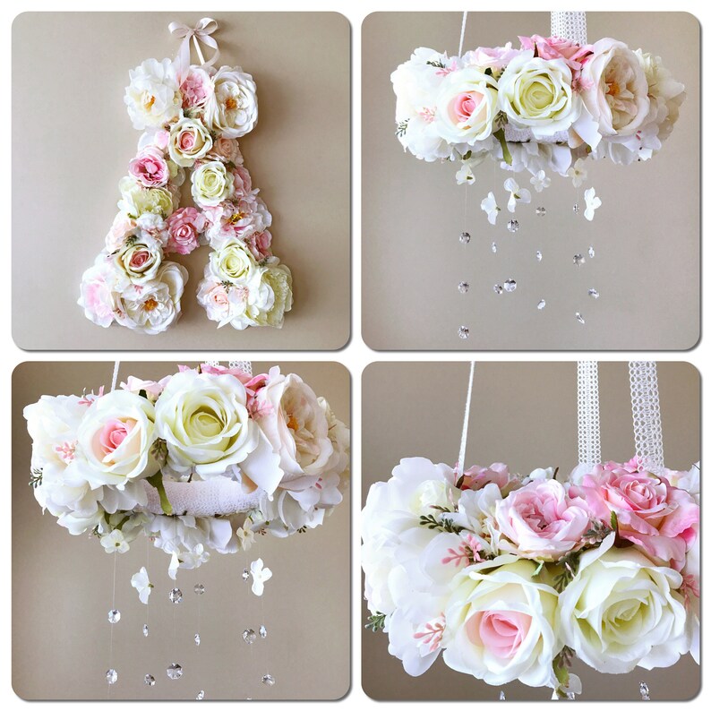 Baby girl mobile Flower mobile Flower mobile nursery Etsy