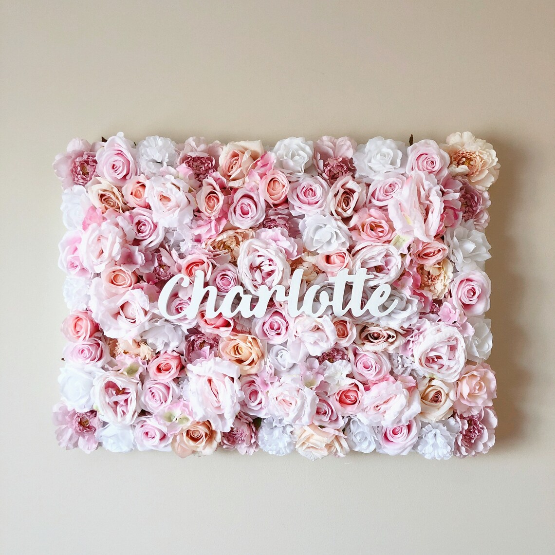 Nursery Wall Flower Panel Girl Nursery Baby Name Sign Etsy