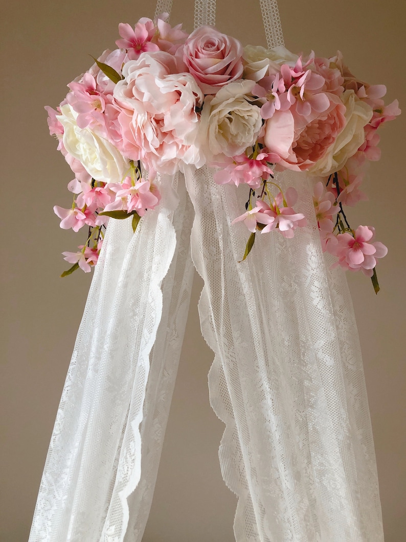 Canopy Girls Room Lace Baby Nursery Mobile Canopy Bed Lace Etsy