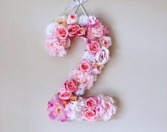 Anniversaire Barbie sur le thème rose grande lettre florale, 15''/19''/24", numéro floral, 2e anniversaire, grosses lettres, accessoire photo, anniversaire de princesse