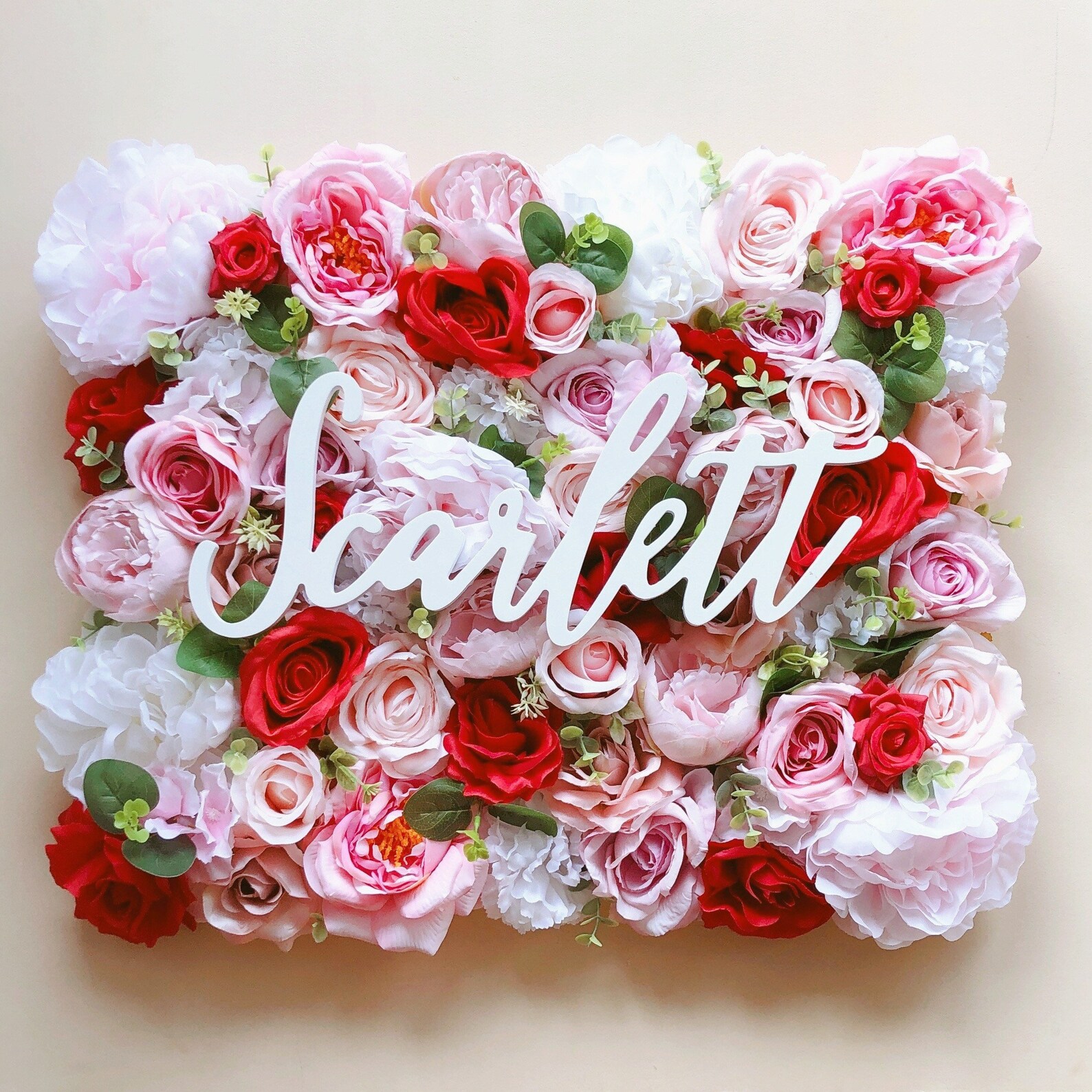 Nursery Wall Flower Panel Girl Nursery Baby Name Sign Etsy