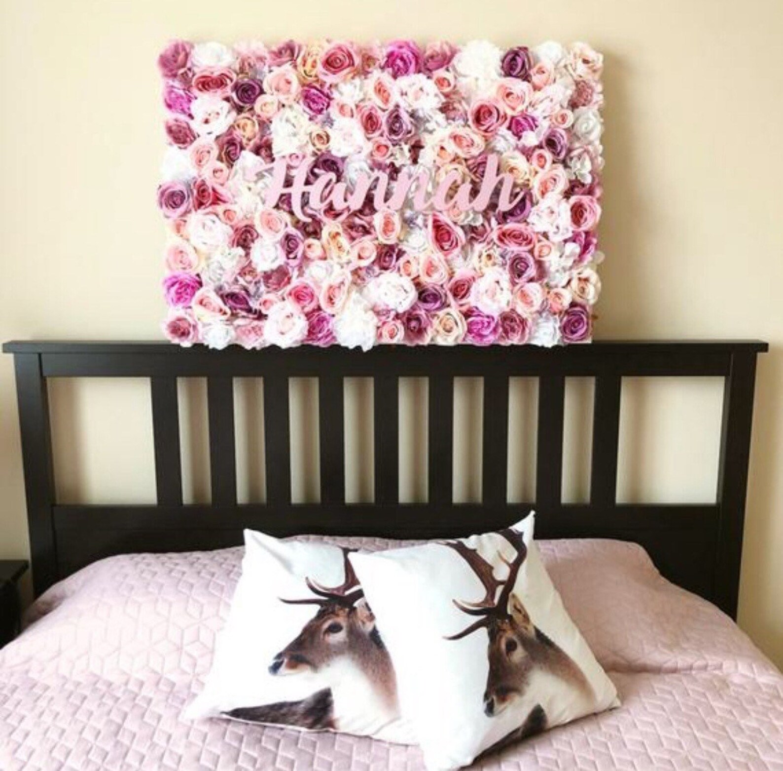 Nursery Wall Flower Panel Girl Nursery Baby Name Sign Etsy