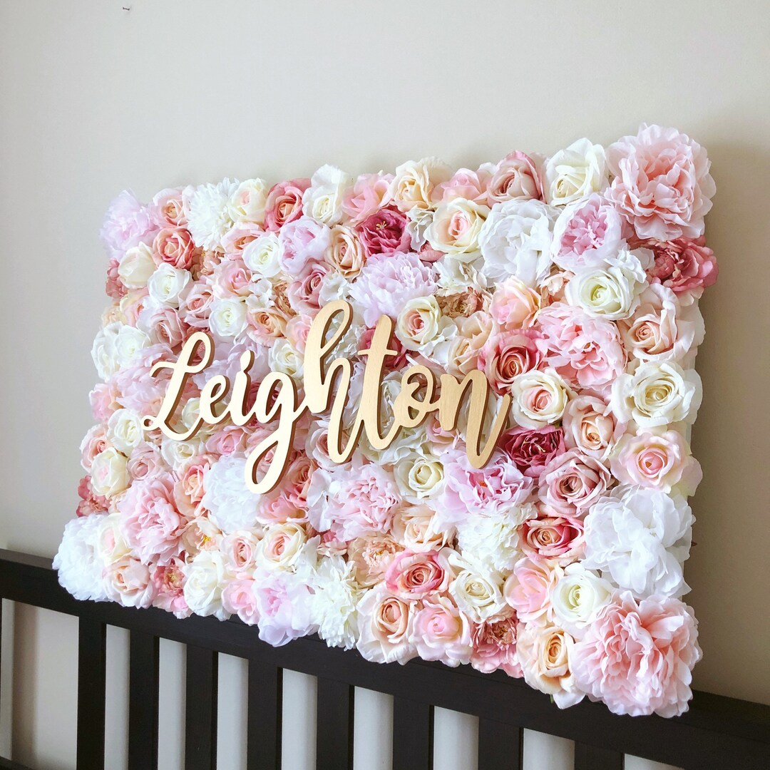 Nursery Wall Flower Panel, Girl Nursery, Baby Name Sign, Floral Wall