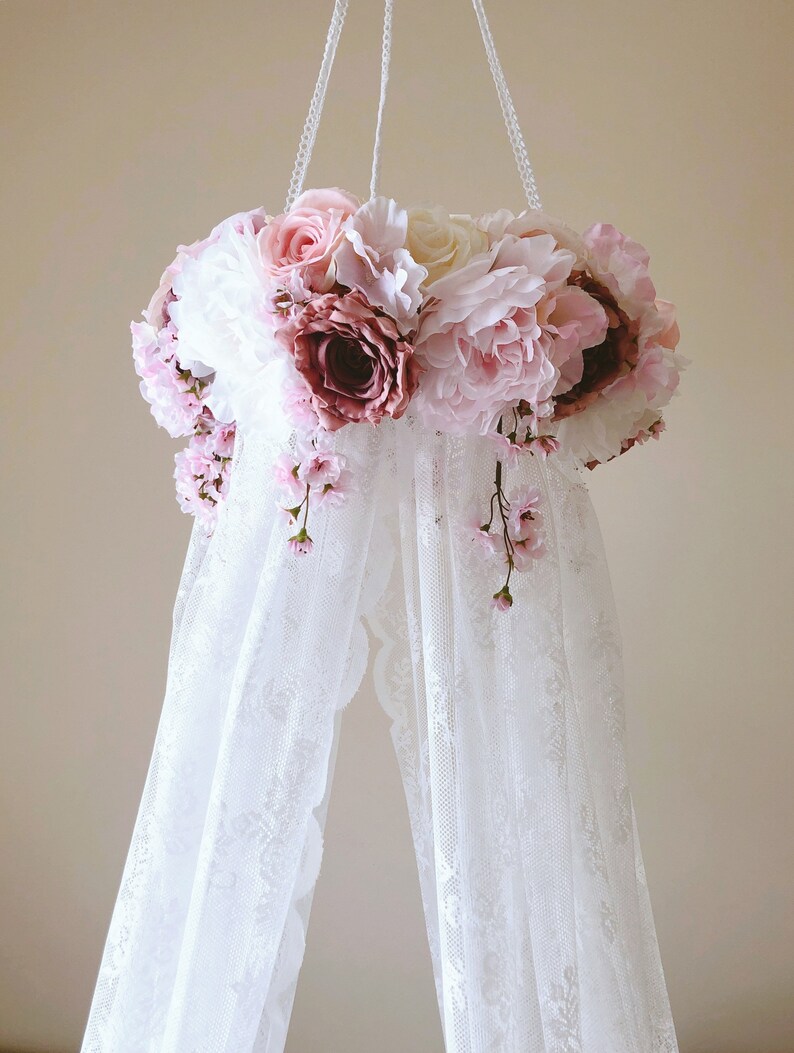 Canopy Girls Room Lace Baby Nursery Mobile Canopy Bed Lace Etsy