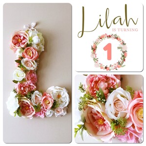 Letras de flores, Letras florales para boda, Boda bohemia chic blanca, Bodas bohemia, Decoración de boda bohemia, Flores artificiales, Coral y marfil