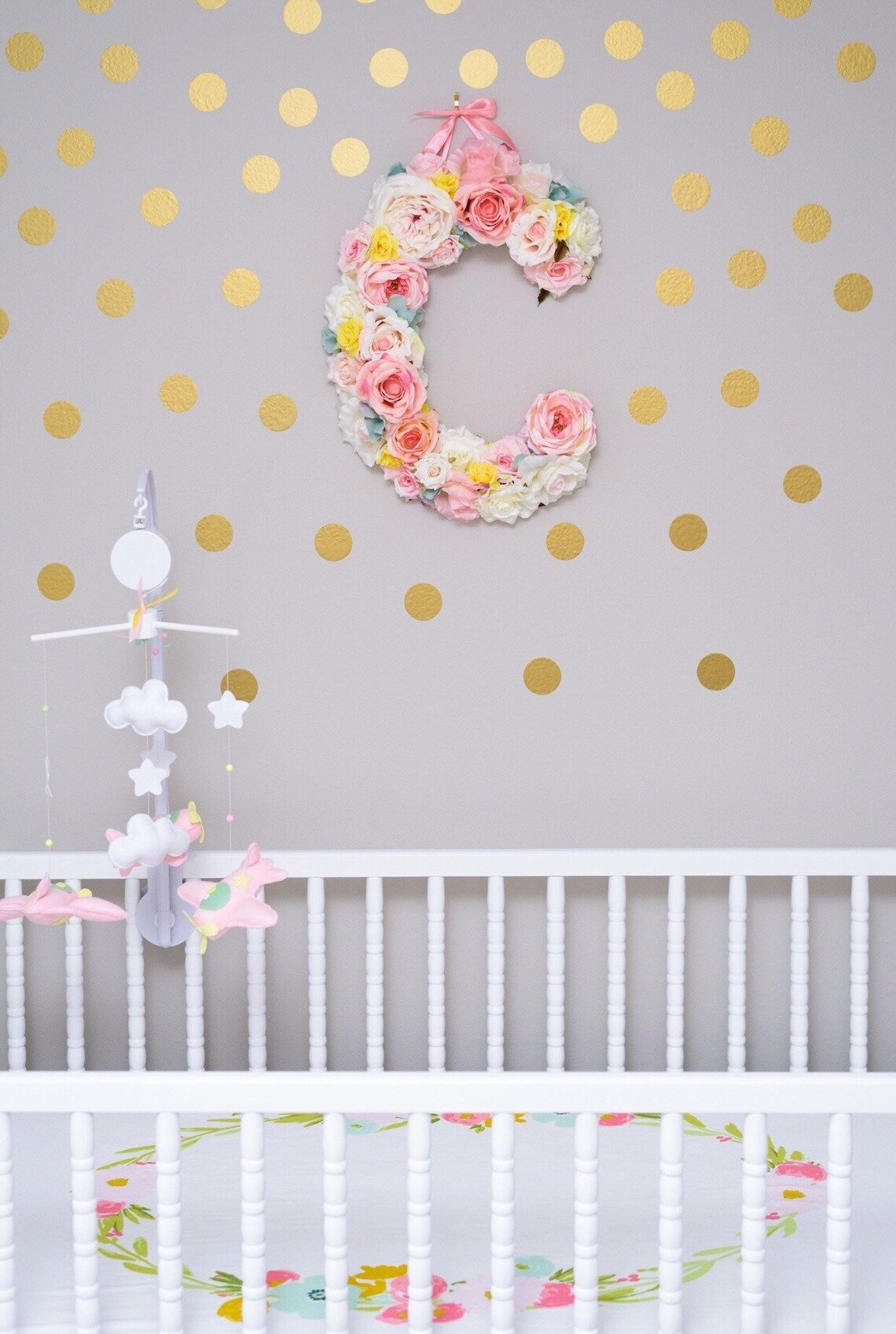 Nursery letter Floral sign Wall Decor Photography Prop Etsy