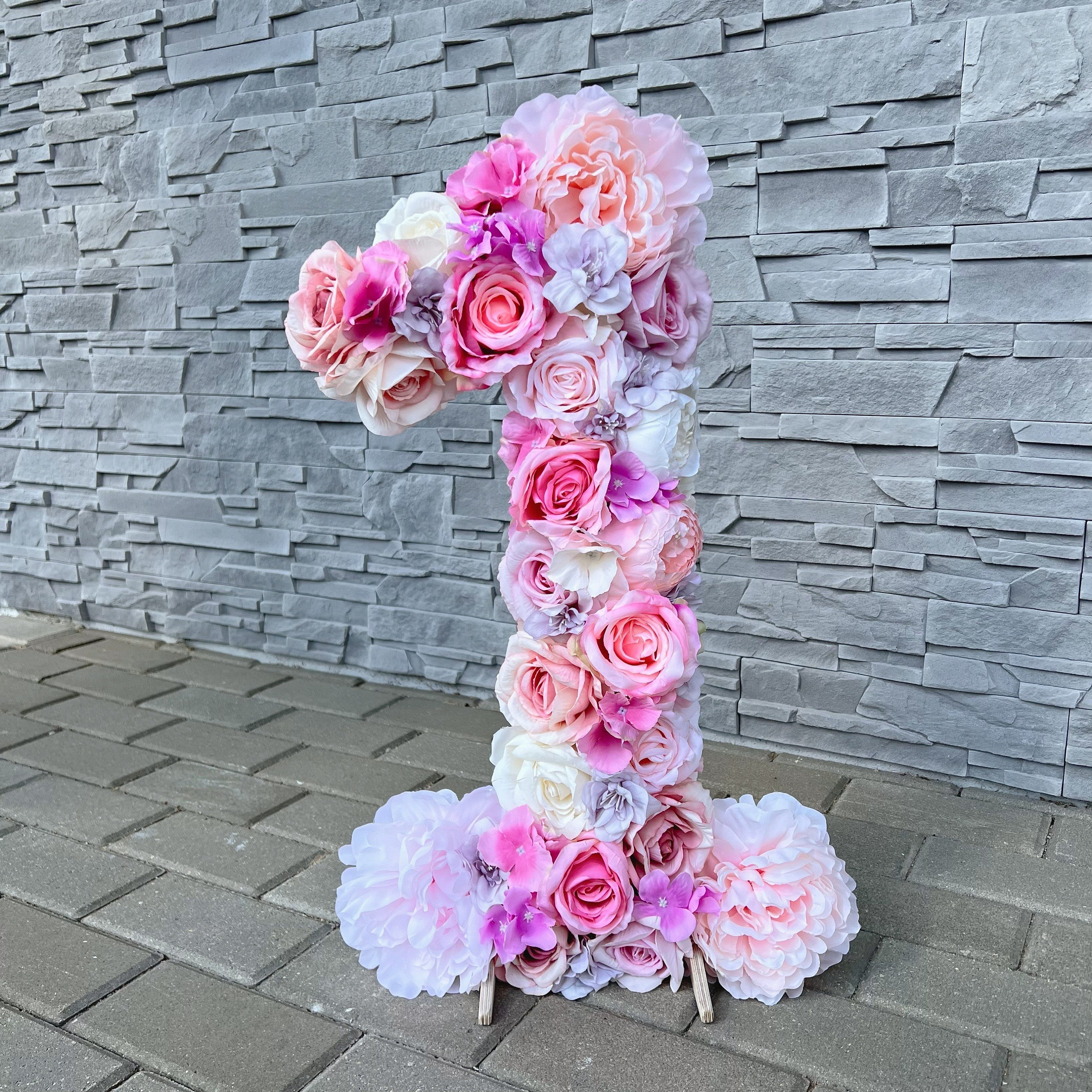 Número floral para fotos: decoración floral independiente - Etsy México, image size:3000x3000