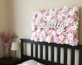 Teenage room decor, Wall Flower Panel, Girl room wall decor, Floral Wall, Flower Frame, Blush nursery, Gold nursery, Unique gift for her