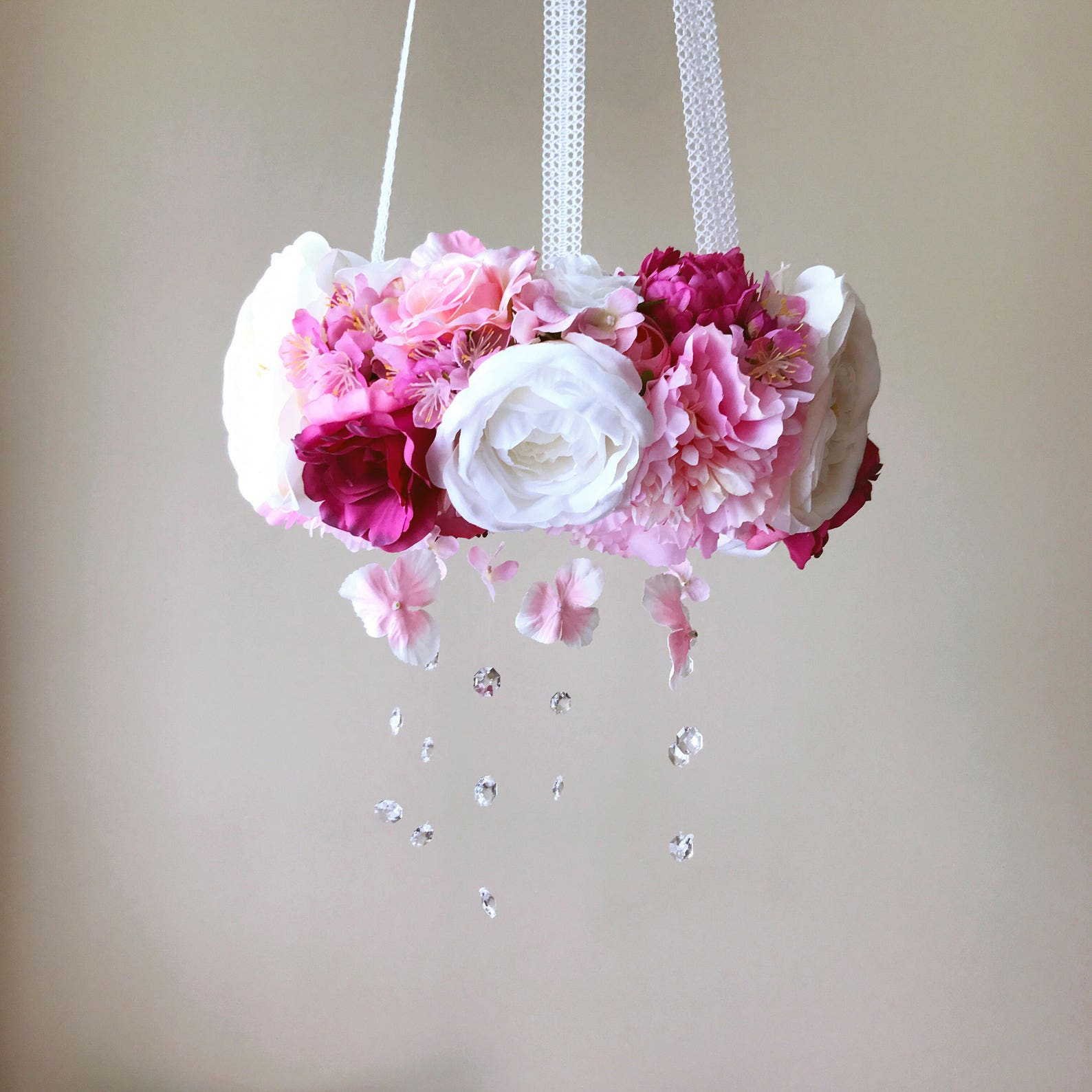 Flower mobile Flower chandelier Baby mobile Floral mobile Etsy