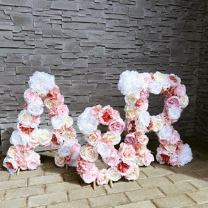 Decoración de bodas de verano, Letras de flores grandes, Decoración de guardería, Decoración de pared floral, Arte de pared personalizado, Decoración de despedida de soltera, Personalizado