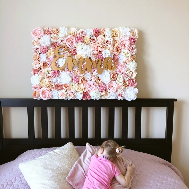Flower Wall panel Nursery Wall Art Girl nursery Baby Name Etsy