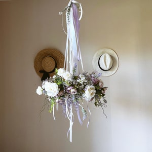 Blumen mobile floral Kronleuchter Decken hängen Kronleuchter Esszimmer Arrangement Lavendel Wildblumen Wohnkultur über der Krippe Dekor