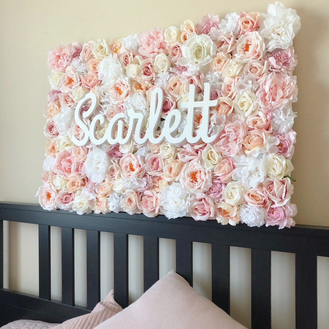 Nursery Wall Flower Panel Girl Nursery Baby Name Sign Etsy