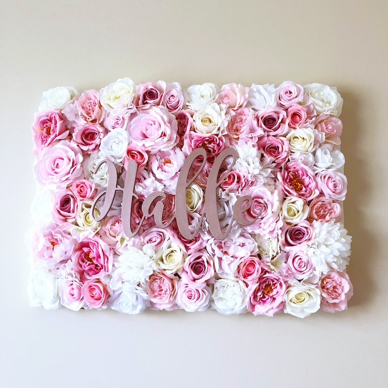 Flower Wall Panel Nursery Wall Art Girl Nursery Baby Name Etsy