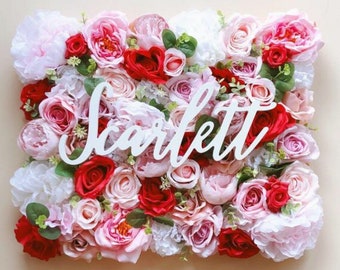 Autocollant Mural Personnalisé Pour Chambre D'enfant - Motif Fleurs, Taille Moyen 580x150mm, Couleur Rose