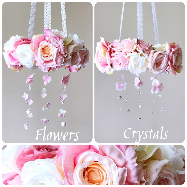 Baby girl mobile Flower mobile Flower mobile nursery Etsy