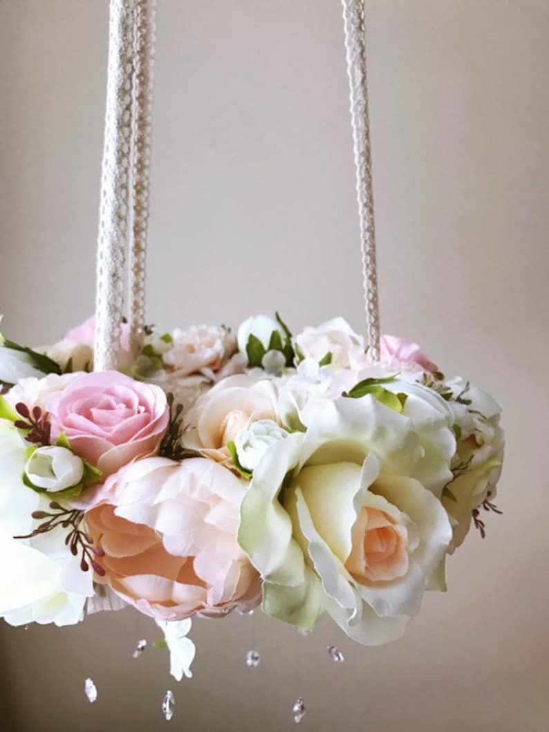 Baby girl mobile Flower mobile Flower mobile nursery Etsy