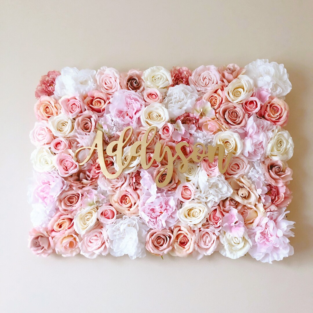 Nursery Wall Flower Panel, Girl Nursery, Baby Name Sign, Floral Wall