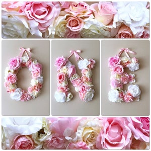 Letra floral personalizada, decoración de guardería, letra floral para guardería, decoración de boda personalizada, regalo de baby shower, accesorio de fotos para aplastar pastel, 1.º, 2.º