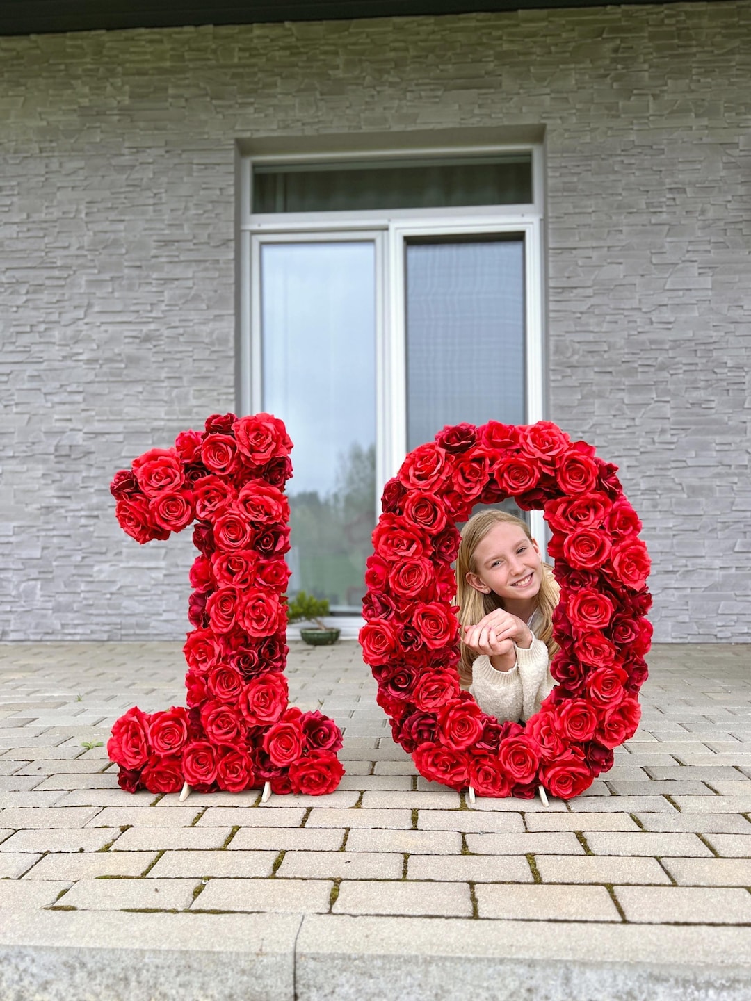Flowered Numbers Red Rose Decorful Floral Numbers 10th Birthday ...