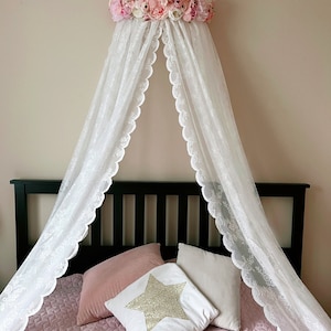 Princess Bed Canopy, Wall Mounted Bed Crown With Lace Canopy, Princess Room Decor Over the Bed ...