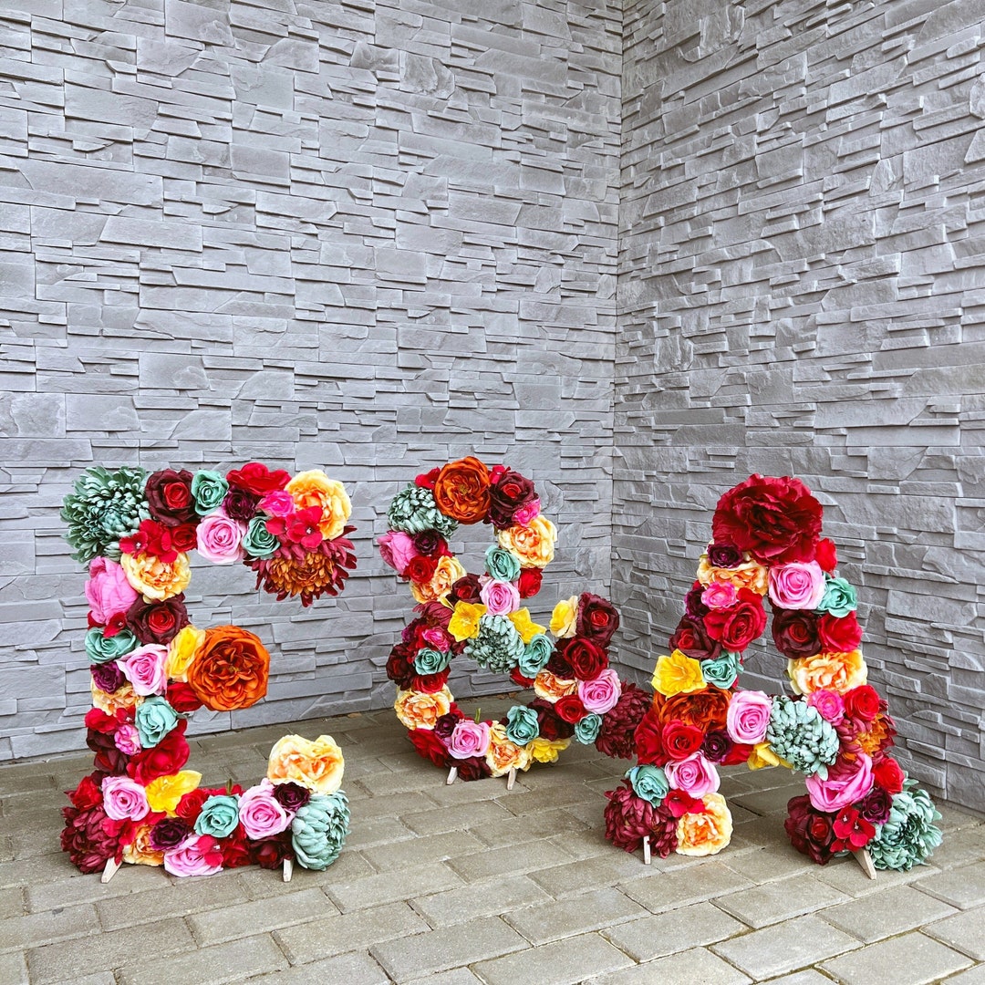 Floral letters jewell color huge letters floral monogram company