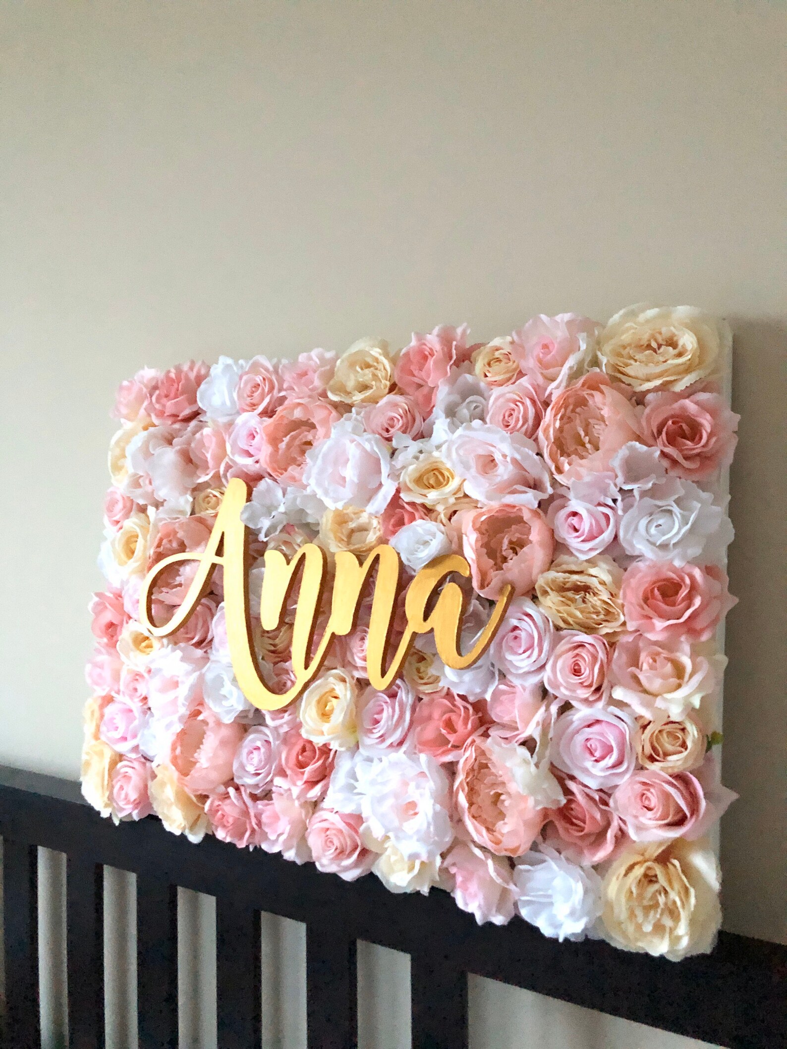 Nursery Wall Flower Panel Girl Nursery Baby Name Sign Etsy
