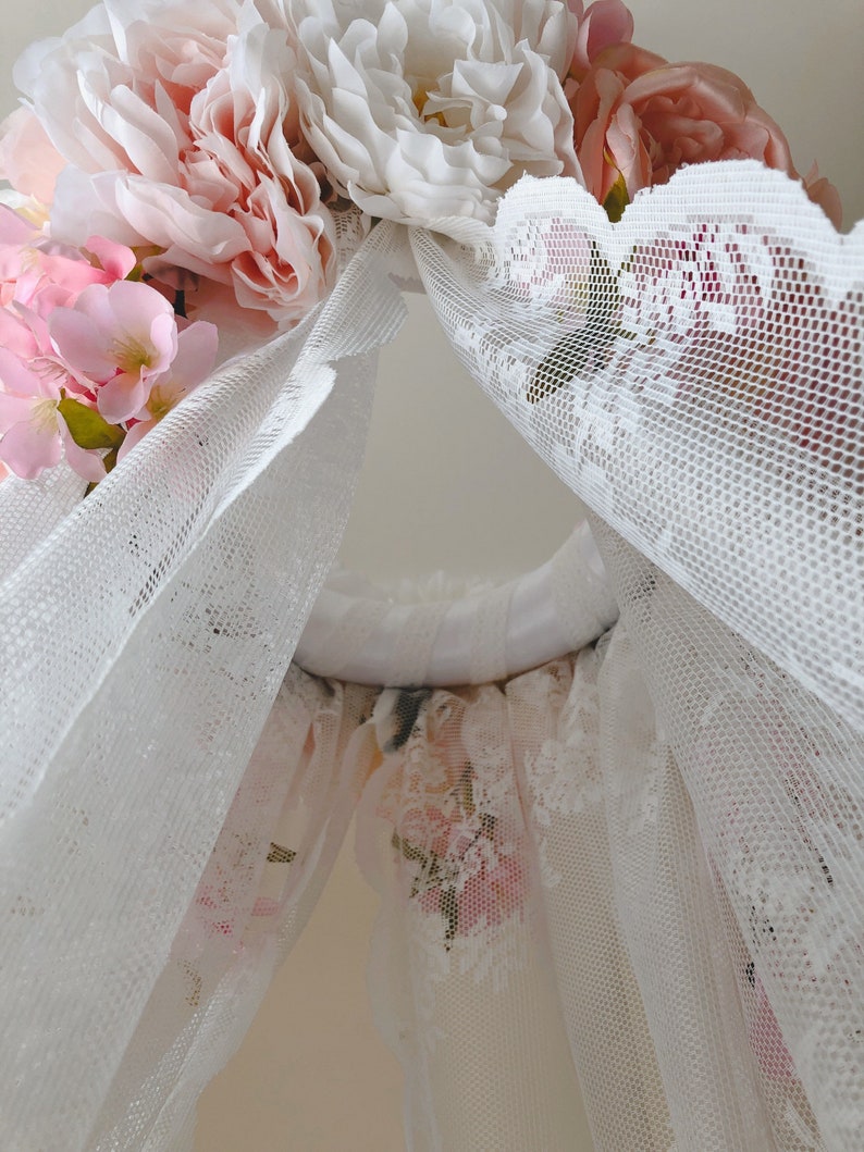 Canopy Girls room Lace Baby nursery mobile Canopy bed Lace Etsy