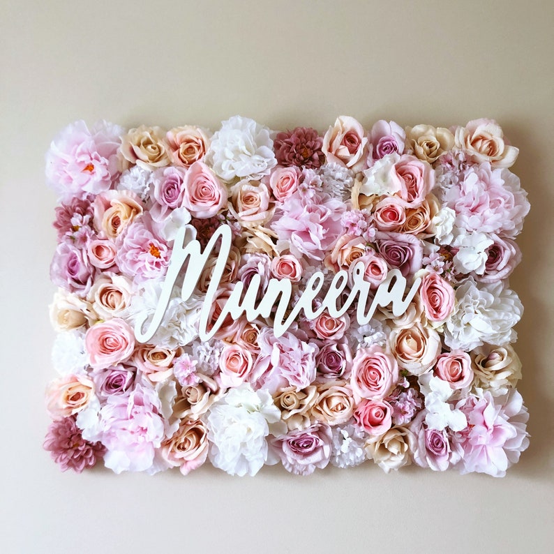 Flower Wall Panel Nursery Wall Art Girl Nursery Baby Name Etsy