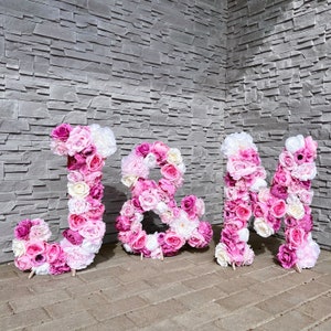Decoración de boda de verano, Letras de flores grandes, Decoración de pared floral, Decoración de despedida de soltera, Personalizada, Barbie rosa, Boda en la playa, Amor, Cásate conmigo
