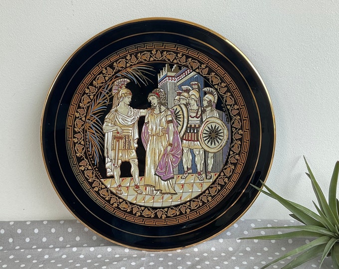 Kratimenos Hand Made Greece Plate 24k Gold Decorative Plate, Wall Plate