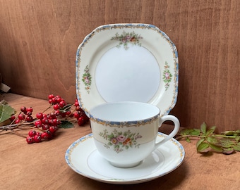 Japanese Noritake  tea trio decorated with flowers