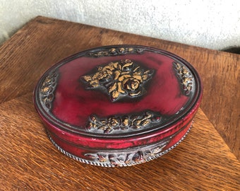 Vintage trinket  / jewellery / ring holder box decorated with roses