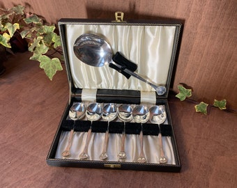 Silver Plated Vintage, Cased Set of Fruits / Dessert Spoons