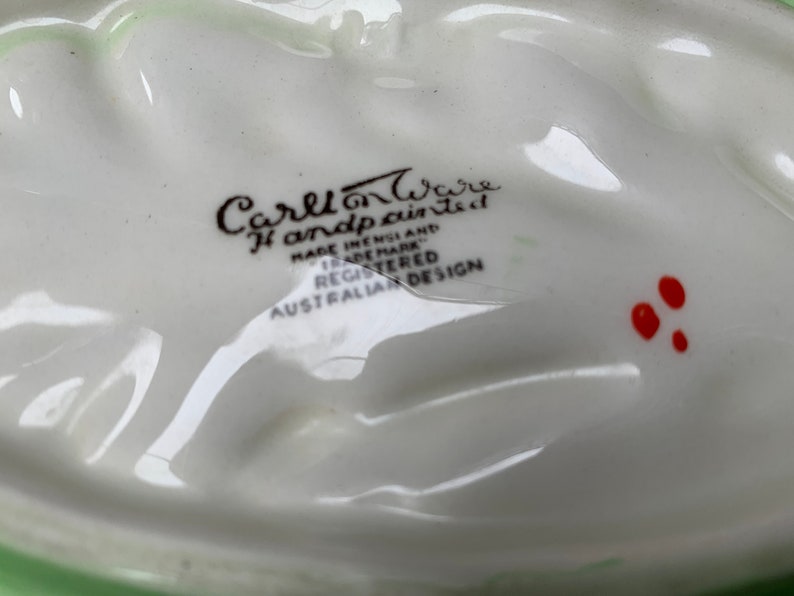 Carlton Ware green leaf red tomato dish serving dish centrepiece,