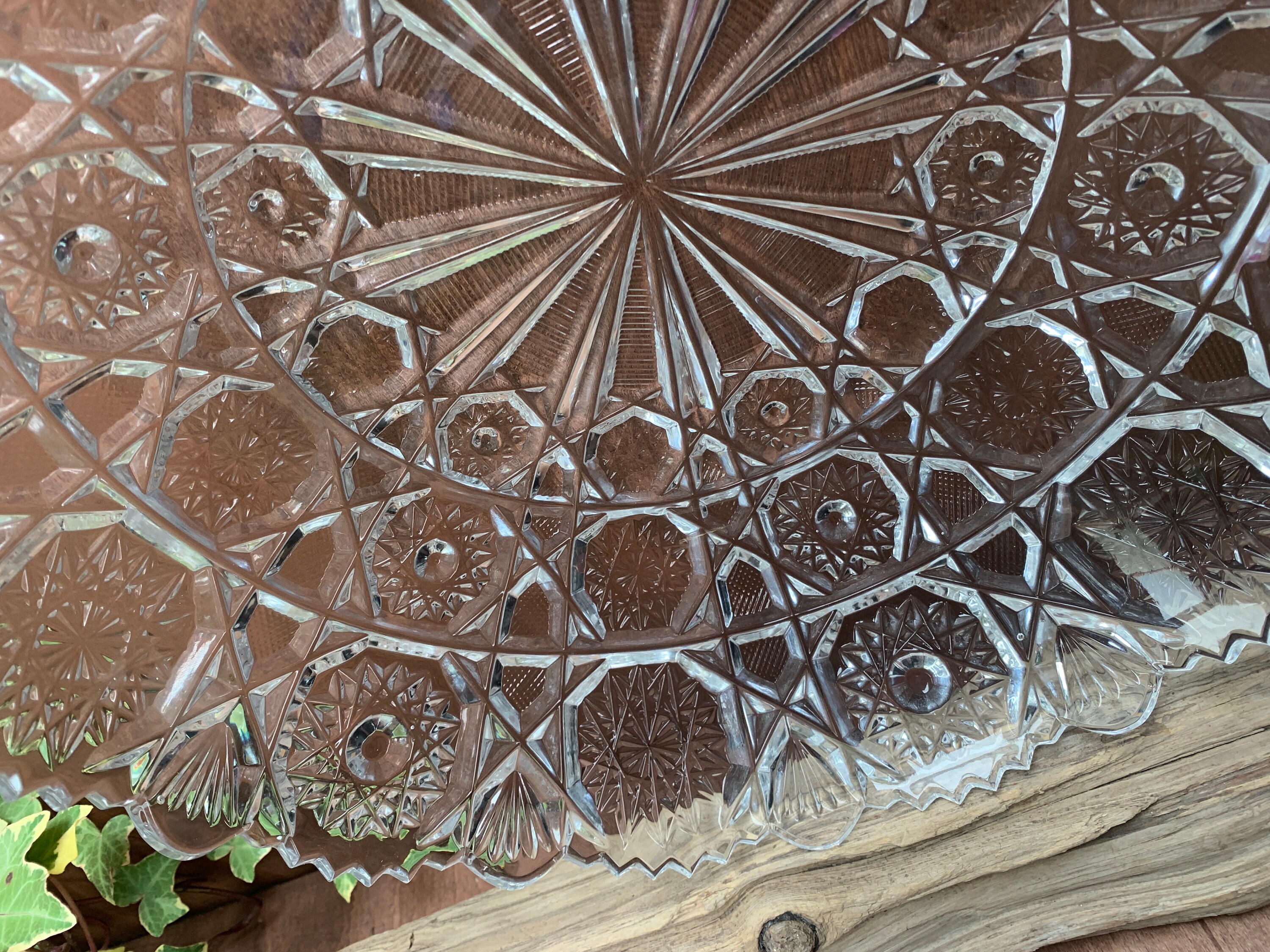 Extra Large heavy crystal glass bowl large glass serving Etsy