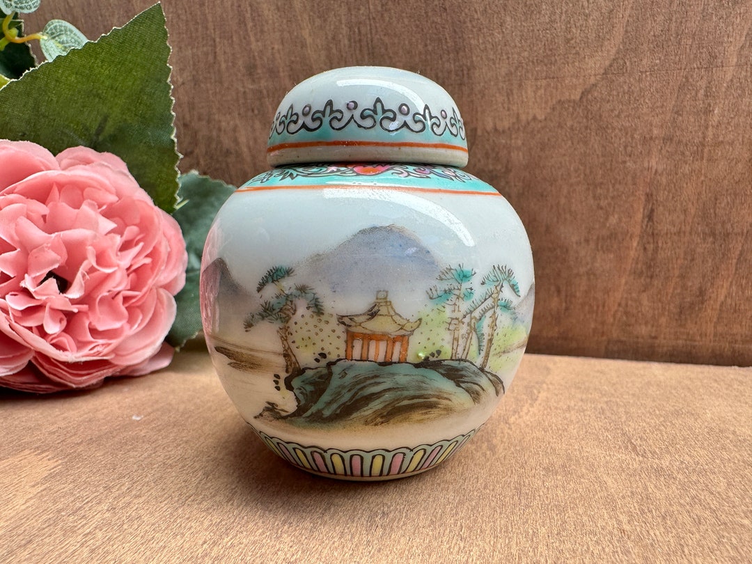 Small Chinese Ginger Jar Vase Hand Painted Miniature Vase Etsy