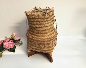 Vintage woven rice basket
