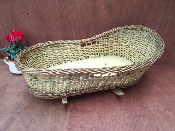 wicker doll cradle